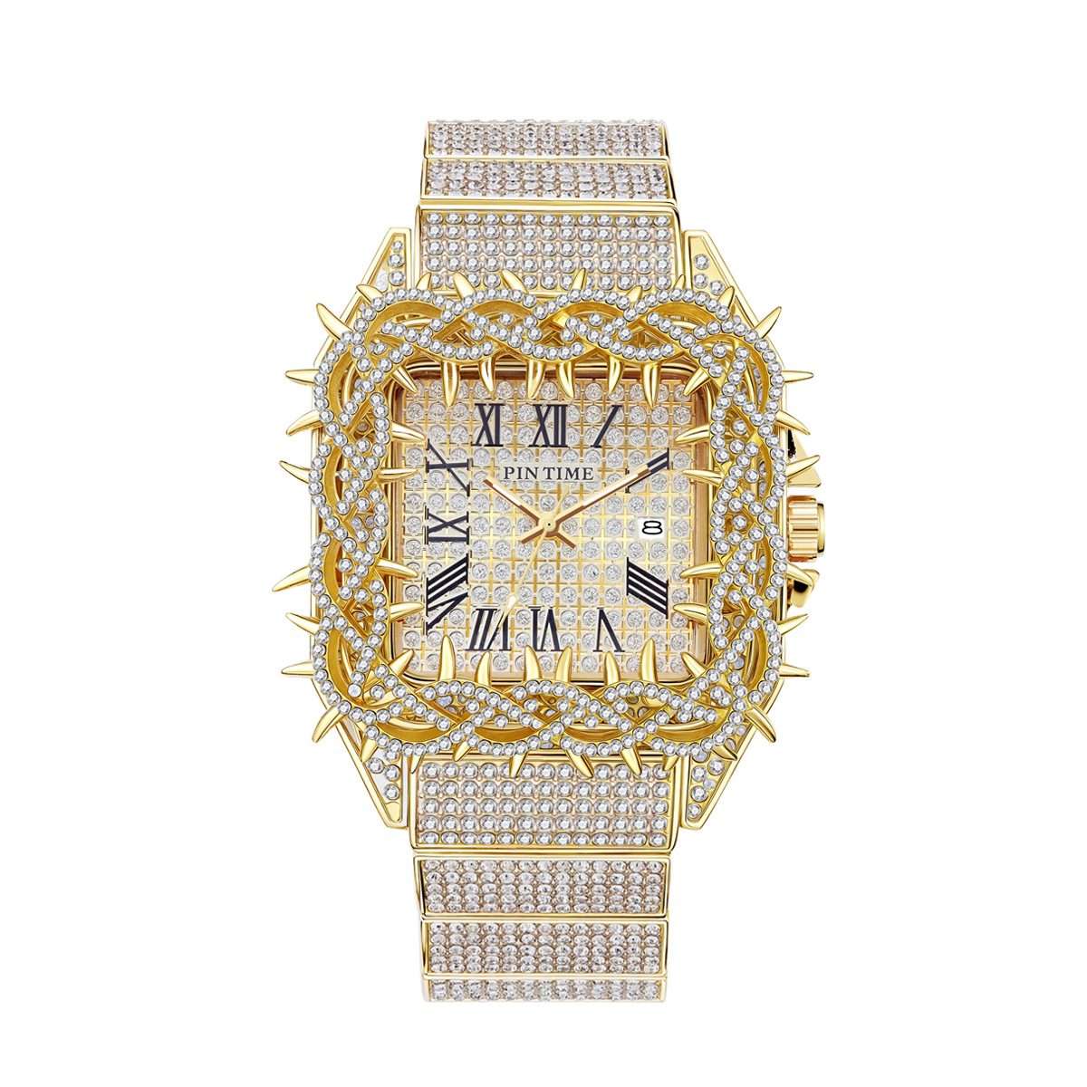 Buzlu Kare Erkekler Kuvars İzl - Luxury Watch Iceberg incelemesi ve fiyatı
